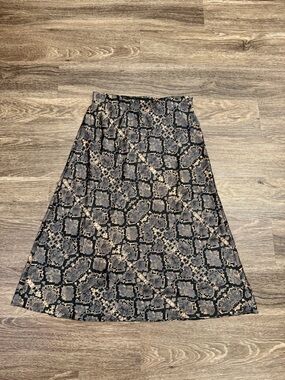 Scoop Snakeskin Print A-Line Midi Skirt Small 4-6 Stretch Waist